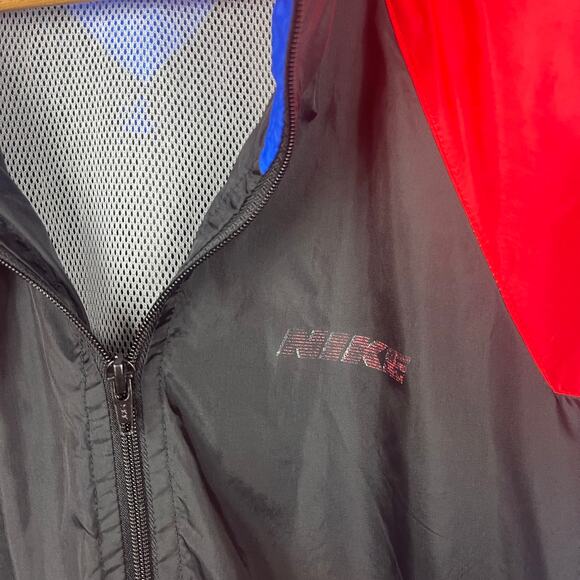 Vintage‎ 90s Nike Multi Color Windbreaker Jacket Packable Hood Black Blue Pink - Picture 4 of 9
